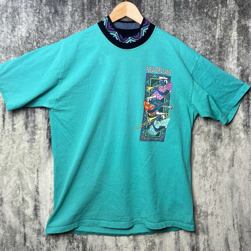 Vintage‎ 90s New Orleans Jazz Musicians Single Stitch T-Shirt Medium Collar
